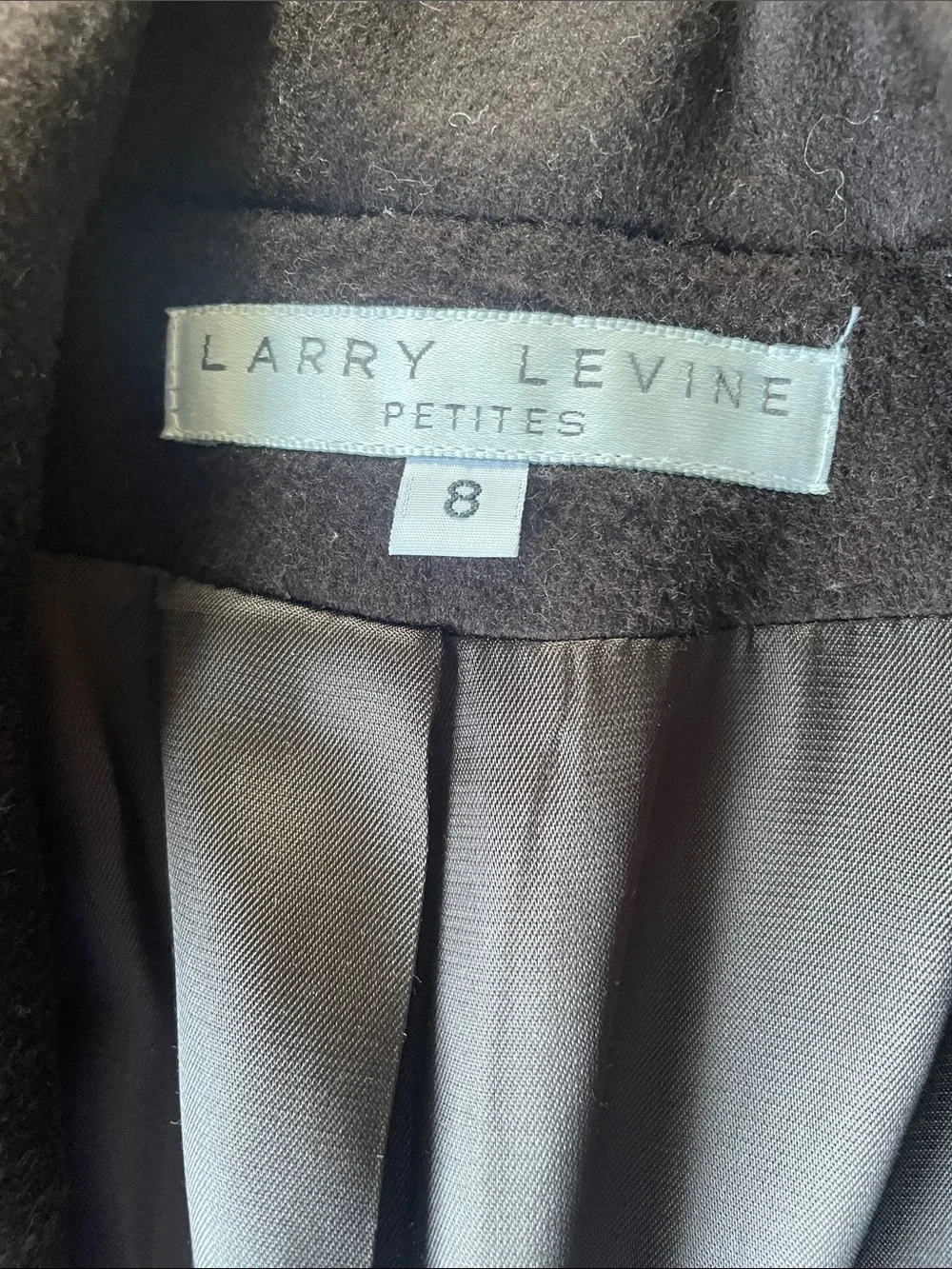 Larry Levine Double-Breasted Wool Pea Coat in Dark Brown